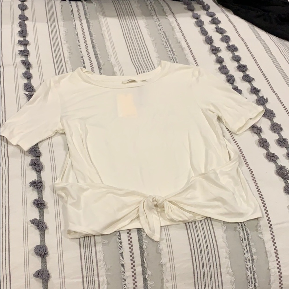 white top with tie